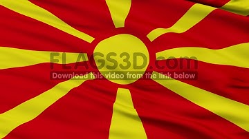 Close Up Waving National Flag of Republic of Macedonia