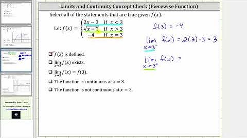 Limit and Continuity Concept Check with Piecewise Defined Function 1