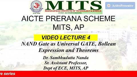 AICTE-PRERANA || MITS, AP ||  Lecture 4  || Universal Gate || Boolean Expression || GATE EXAM 2021