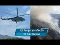 Guardia Nacional manda 2 helicópteros con helibalde para combatir incendio en cerro de Tepoztlán