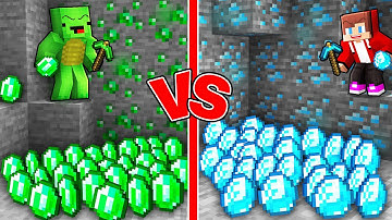 Mikey Emerald vs JJ Diamond Treasure Mine Battle - Minecraft Maizen