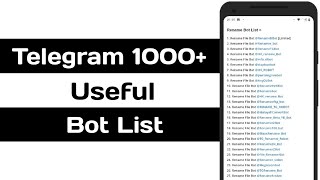 Telegram 1000 Useful Bot List Telegram Bot List