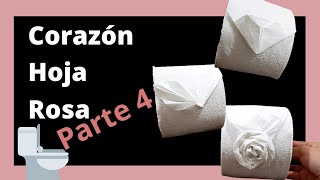 Origami con papel de baño Parte 4 🚽  Toilet Paper Origami [Corazon, hoja, Rosa] doblar papel de baño