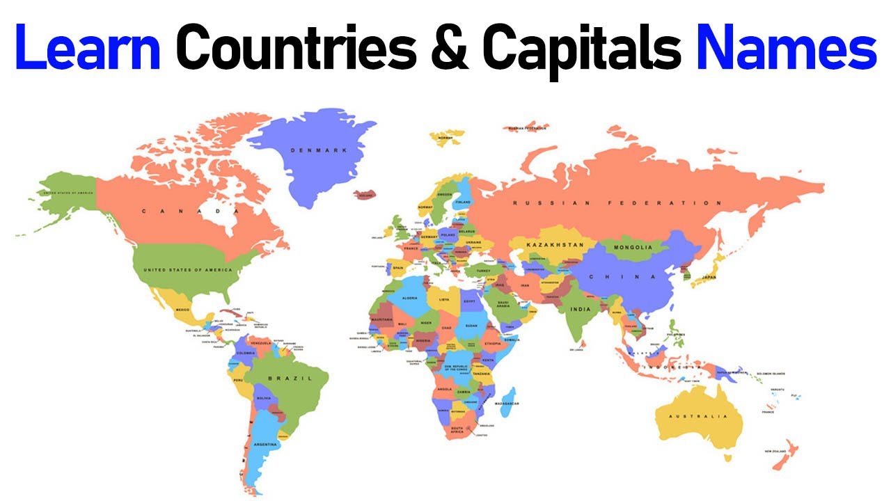 Learn Countries & Its Capitals Names World Map General Knowledge
