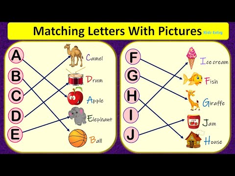 Match Letters with pictures | Alphabet Matching Worksheet for LKG | ABC Matching - Kids Entry