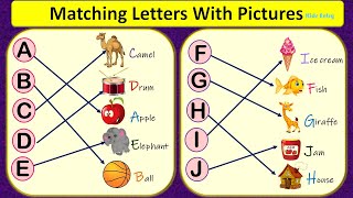 Match Letters with pictures | Alphabet Matching Worksheet for LKG | ABC Matching - Kids Entry