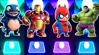 Cute Heroes Fat Venom VS Fat Iron-Man VS Fat Spider-Man VS Fat Hulk | Tiles Hop EDM Rush