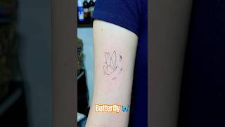 Minimalist Butterfly Tattoo | Tiny Fine Line Tattoo Design #tattoo #butterflytattoo #butterfly #fyp