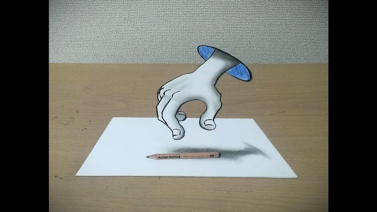 トリックアート 空中から手が出てくる描き方 Very Easy 3d Trick Art Trickar Youtube