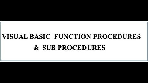 Function procedures & sub procedures in visual basic