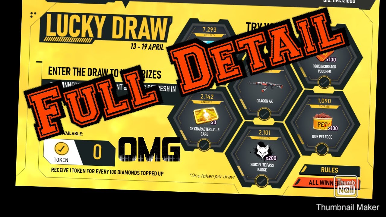 Free fire lucky draw event | full detail |