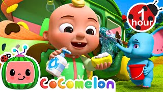 Let's Wash the Bus  Fantasy Animals | CoComelon  Animal Time | Nursery Rhymes for Babies