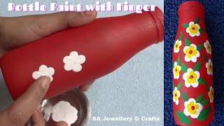 Easy glass bottle painting technique with finger |  glass bottle painting | how to paint glass bottl