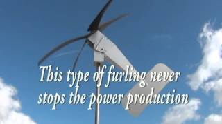 Up furling tilting unibody wind turbine behaving in 20 to 50 MPH winds