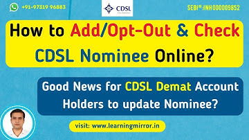 How to add nominee in cdsl demat account | How to opt-out nominee from cdsl demat account