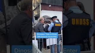 Only in NYC: Dinosaur Waits to Enter UN General Assembly #shorts
