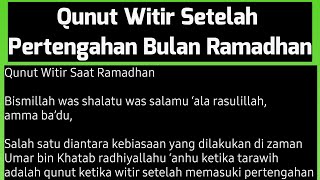 Qunut Witir Setelah Pertengahan Bulan Ramadhan