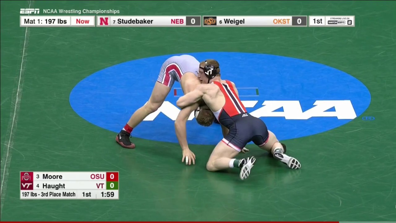 2017 NCAA Wrestling 197lbs: Kollin Moore (Ohio State) vs Jared Haught (Virginia Tech)