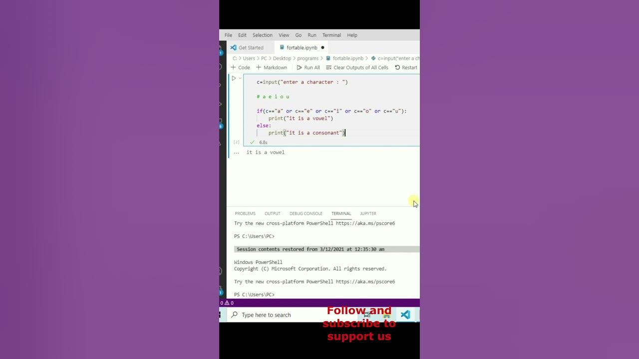 program to check vowel or consonant | python programming #python # ...