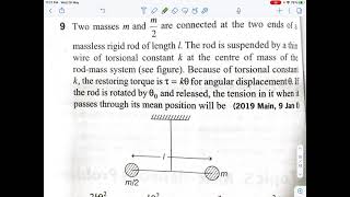 Problem on Torsional pendulum