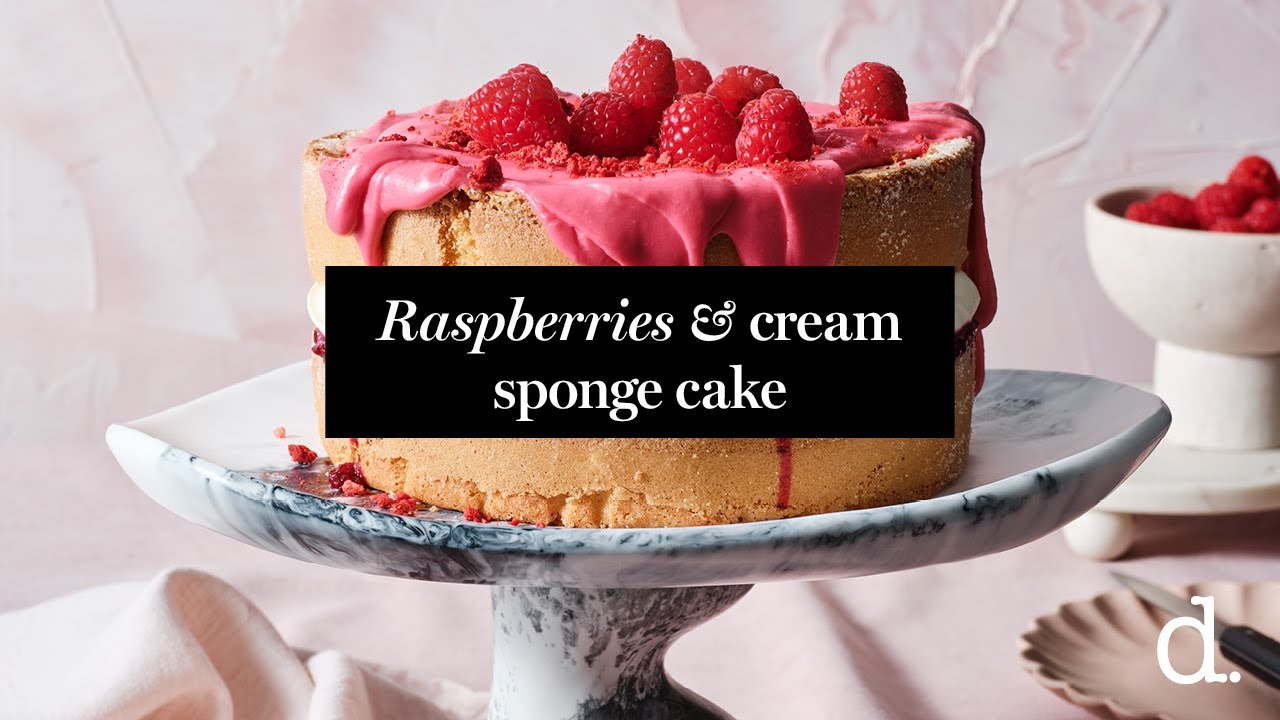 Raspberries and cream sponge cake recipe | delicious. Australia - YouTube