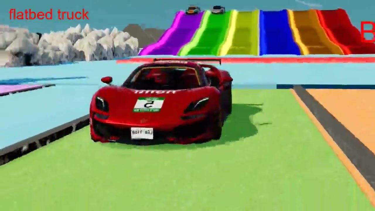 Cars vs Portal Trap With Slide Color - Cars vs Deep Water - BeamNG Drive_R5💚