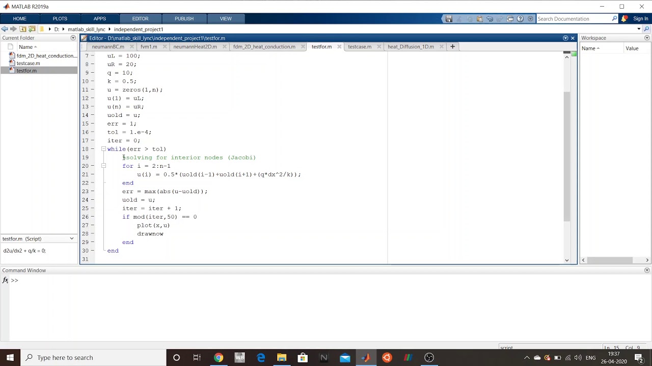 solving 1D diffusion equation using Jacobi iterative method - YouTube