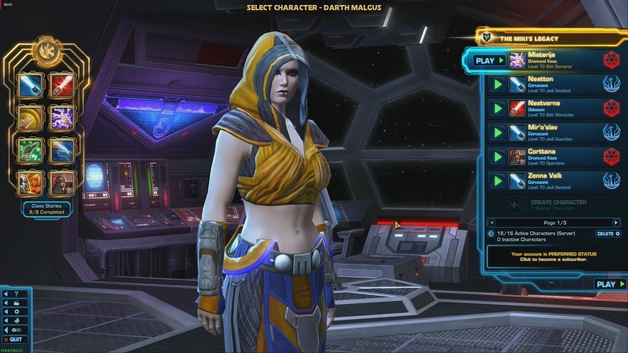 SWTOR Main server Characters overview (Darth Malgus server) - YouTube
