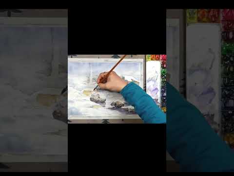#shorts Winter Valley - Landscape Watercolor ( color mixing, Arches <strong>rough</strong>)NAMIL ART