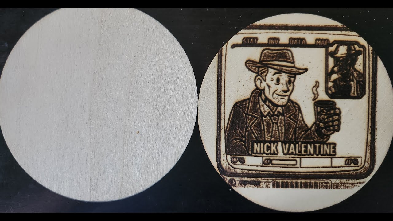 Nick Valentine's Pip-Boy Stats: Fallout Laser Art