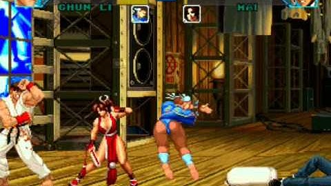 SF vs KOF - Ryu and Chun Li vs Kyo and Mai