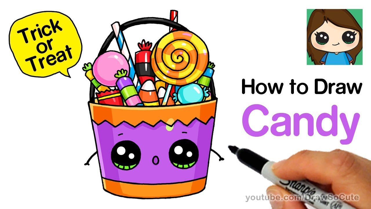 How to Draw a Trick or Treat Candy Bucket Easy - YouTube