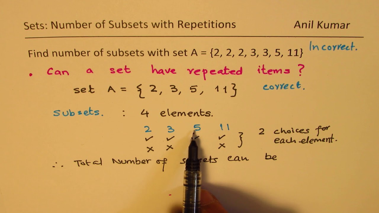 Find Subsets Can You have Repeated Elements in a Set