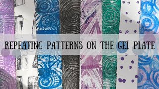 Repeating patterns on the gel plate with stamps and pens