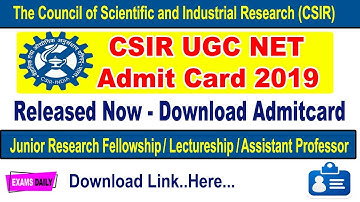 CSIR UGC NET Admit Card 2019 Download || CSIR NET 2019 Admit Card || CSIR Admit Card December 2019