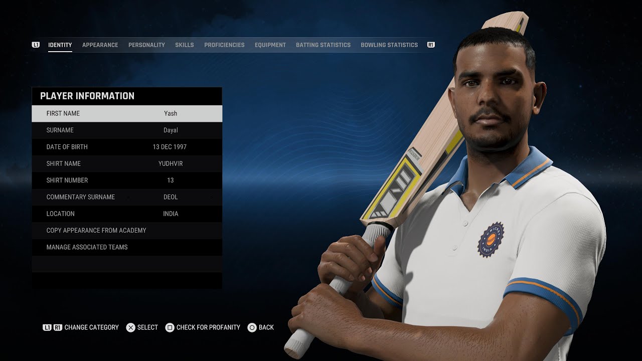 Cricket 24 Team and player editing for unlicensed players