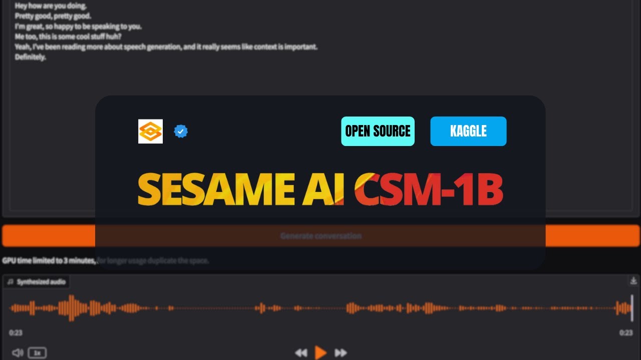 Sesame AI CSM-1B:  Best Free Conversational Speech Generation Model Local Install