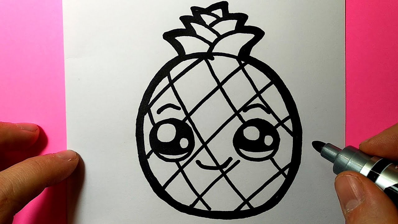 How to draw a pineapple, cute and simple - YouTube
