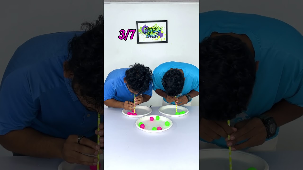 Pick The Ball With Straw Challenge 😜😝 