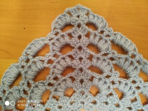 ΤΡΙΓΩΝΟ ΣΑΛΙ ΜΕ ΒΕΛΟΝΑΚΙ 1ο μέρος triangle shawl crochet part 1