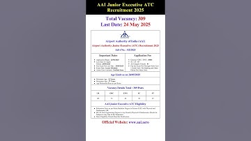 AAI Junior Executive Air Traffic Control ATC Recruitment 2025  #jobnews #sarkarijob #jobvacancy