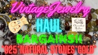 MUST SEE Thrift Store Vintage JEWELRY Haul BARGAINS!-925, Natural Stones, Gold, Vintage Brands (065)