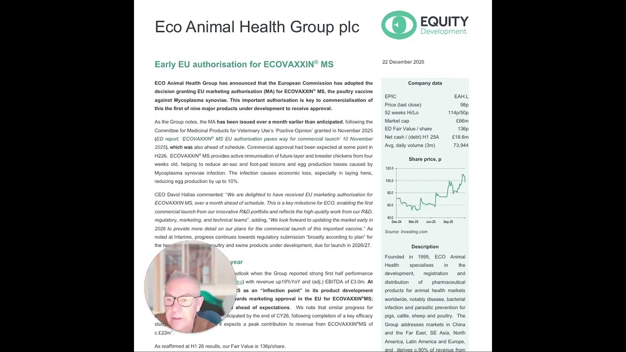 Компания Eco Animal Health получила одобрение ЕС на препарат ECOVAXXIN® MS.