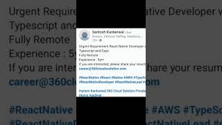 React Native developer Vacancy 👍#linkedin