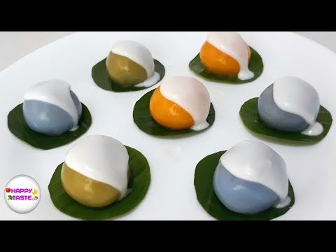 ขนมพระพาย ขนมไทยโบราณ หาทานยาก สีจากธรรมชาติ Flour dumplings with mung bean| happytaste