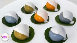 ขนมพระพาย ขนมไทยโบราณ หาทานยาก สีจากธรรมชาติ Flour dumplings with mung bean| happytaste