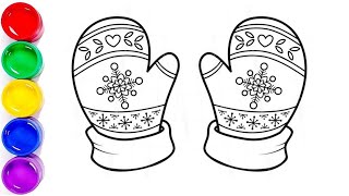 How to draw  snow mittens step by step #drawing