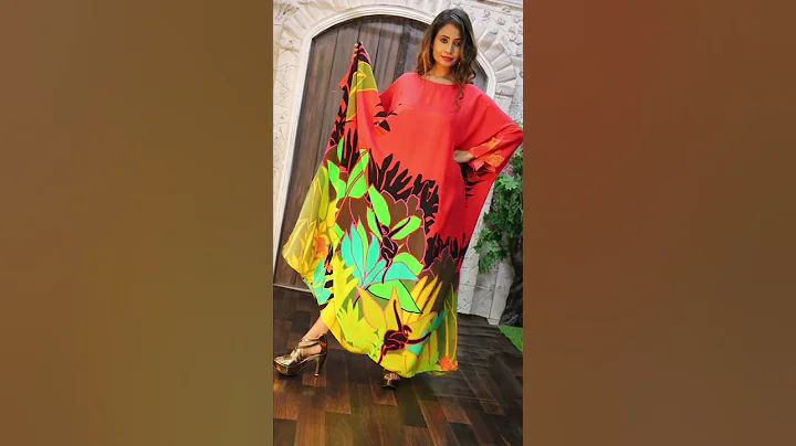 Gorgeous Red Floral Print Caftan: A Stylish Look in Pure Silk