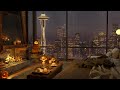 🎃 Seattle Rain &amp; 4K Cozy Bedroom with Relaxing Jazz Piano - Instrumental Music to Relax, Sleep, Work