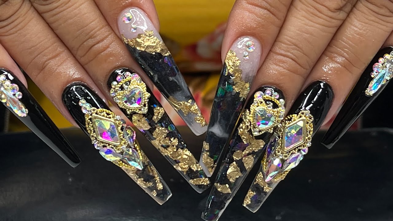 Watch me work | Royaly charmed black sculpted nails | Freestyle